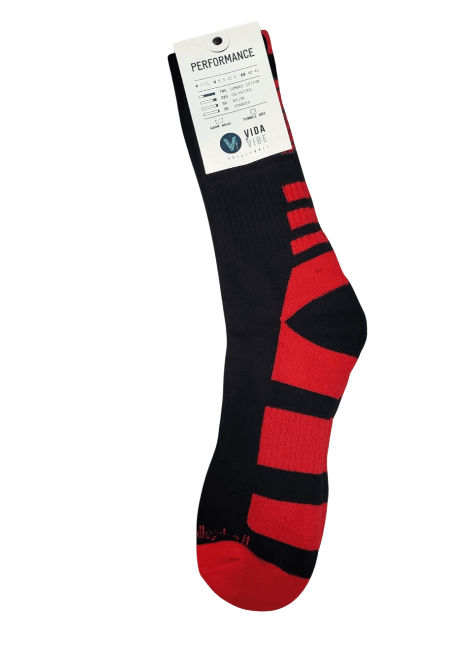 VidaVibe Volleyball Black and Red Mid-Calf Socks - VidaVibe Volleyball